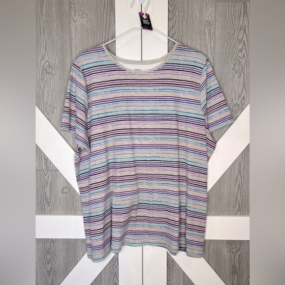 B4.64 Croft and Barrow Striped The Classic Tee Short Sleeve 1X - Picture 2 of 5